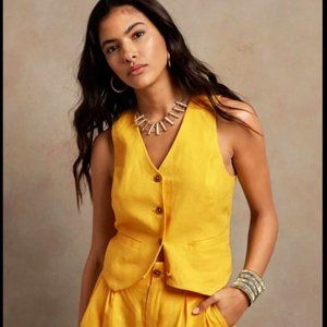 Banana Republic Yellow Linen Vest